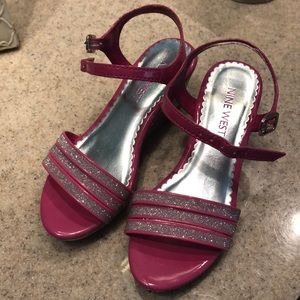 Nine West pink sparkle wedges